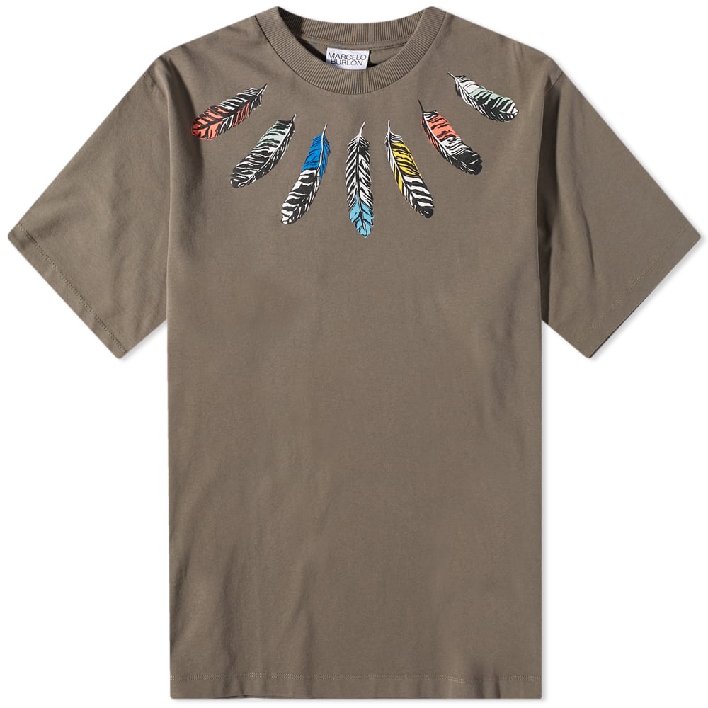 Tričko Marcelo Burlon Collar Feathers Oversized Tee Zelené | CMAA054C99JER0035609, 0