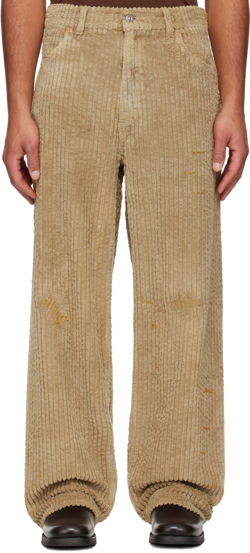 Nohavice OUR LEGACY Vast Cut Distressed Corduroy Trousers Béžová | M4255VT