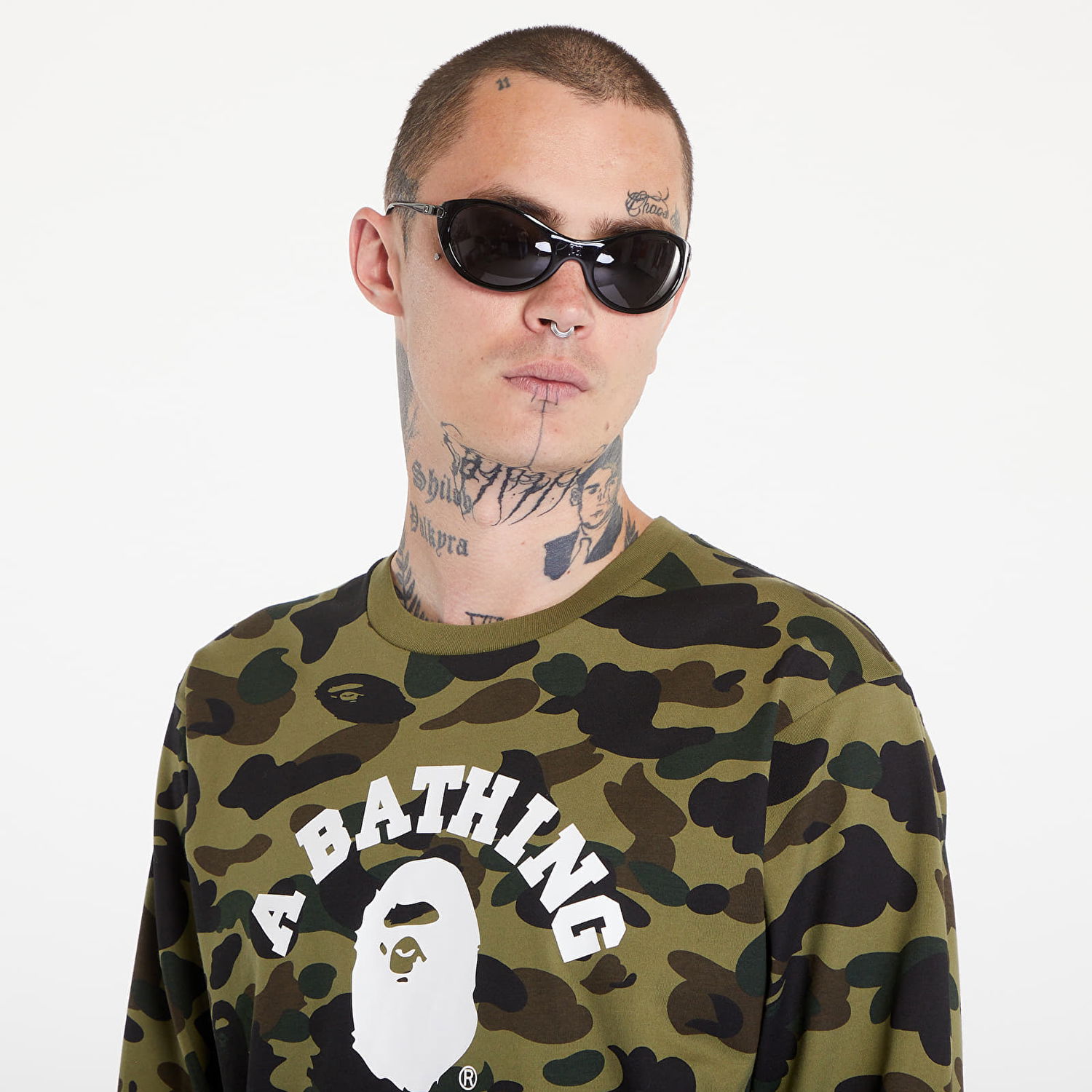 Tričko BAPE A BATHING APE 1St Camo College Long Sleeve Tee Green Zelené | 001LTK801008M GRN, 1