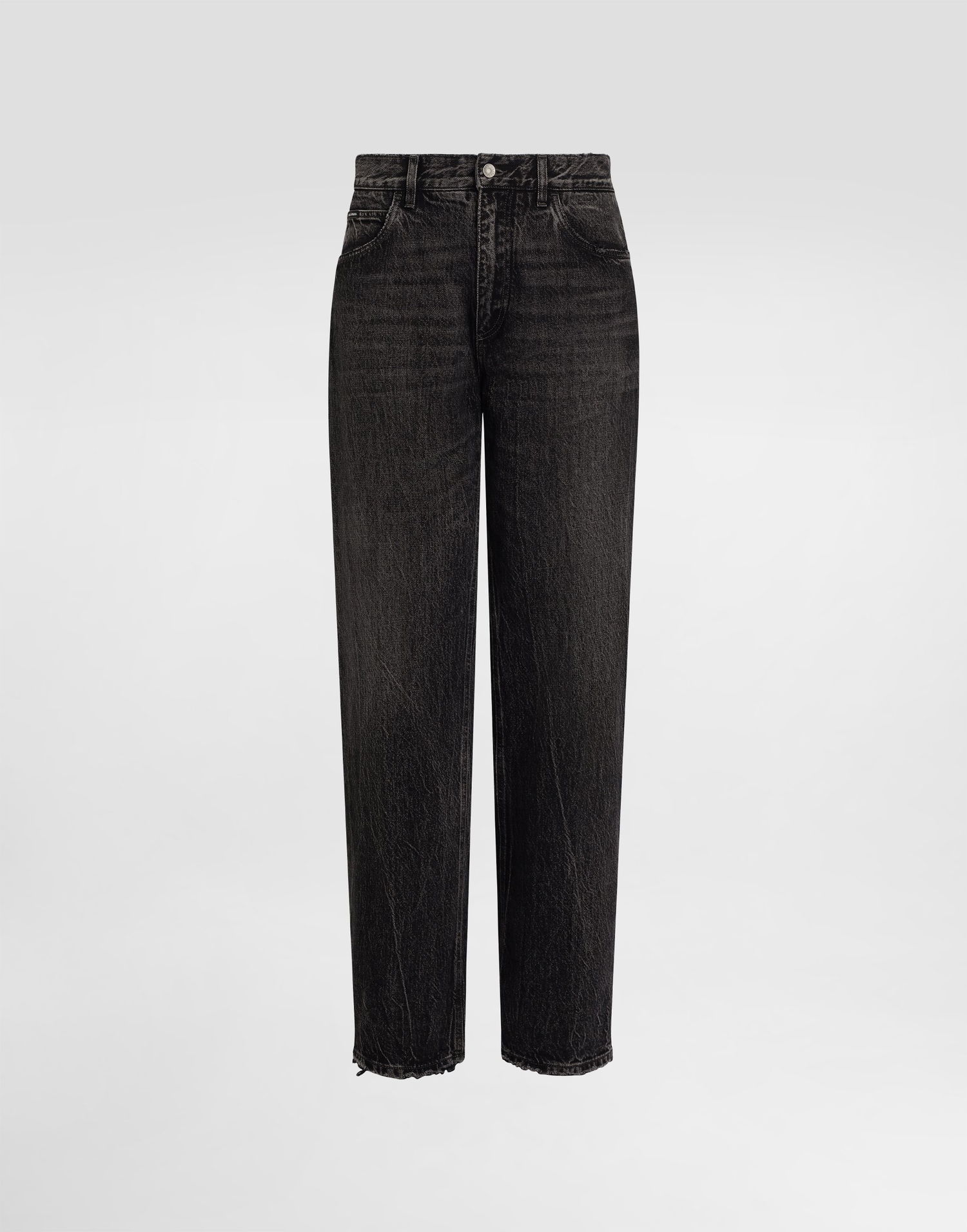 Džínsy Dolce & Gabbana Dolce & Gabbana Oversize Cotton Jeans With Embroidered Logo Čierna | GWVNXZG8MU8S9001, 0