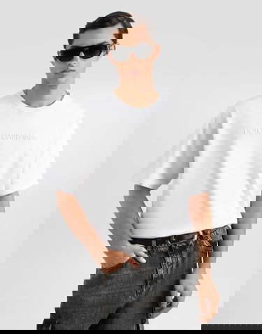 Tričko Dolce & Gabbana Embossed Logo Cotton T-shirt Biela | G8PN9ZHU7H8W0800, 3