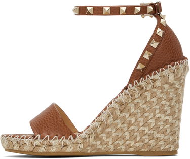 Starostlivosť o obuv Valentino Valentino Garavani Double Rockstud Grainy Calfskin Wedge Espadrilles Hnedá | 6W2S0090FEQ, 2