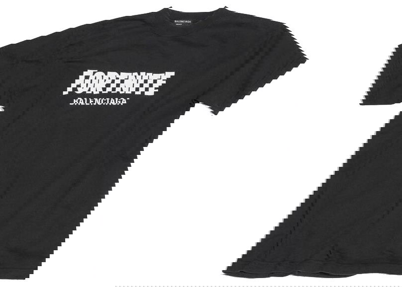 Tričko Balenciaga FORTNITE©2021 x Medium Fit T-shirt Black/White Čierna | 612966TLVO31070