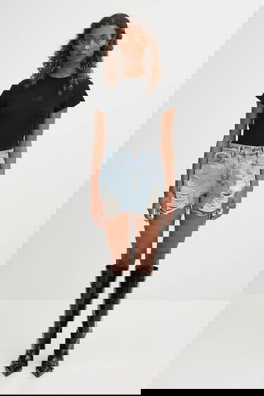 Tričko Maison Margiela MM6 Maison Margiela Ribbed Short Sleeve Wool Blend T-shirt Čierna | S52GC0357.M20122.900, 4