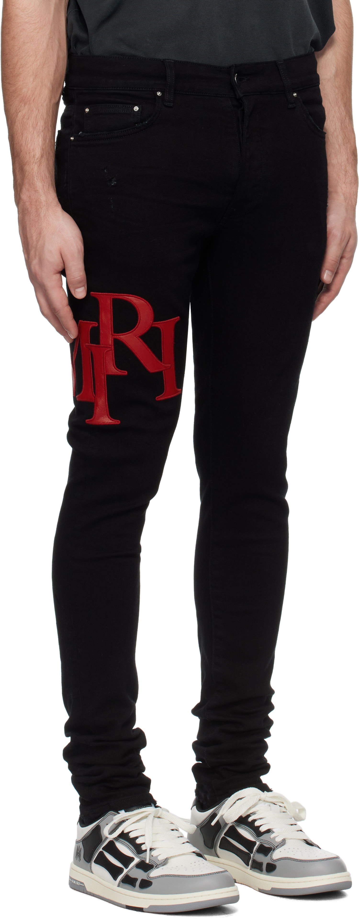 Džínsy AMIRI Skinny Jeans With Staggered Logo Čierna | AMDNSY1114, 1