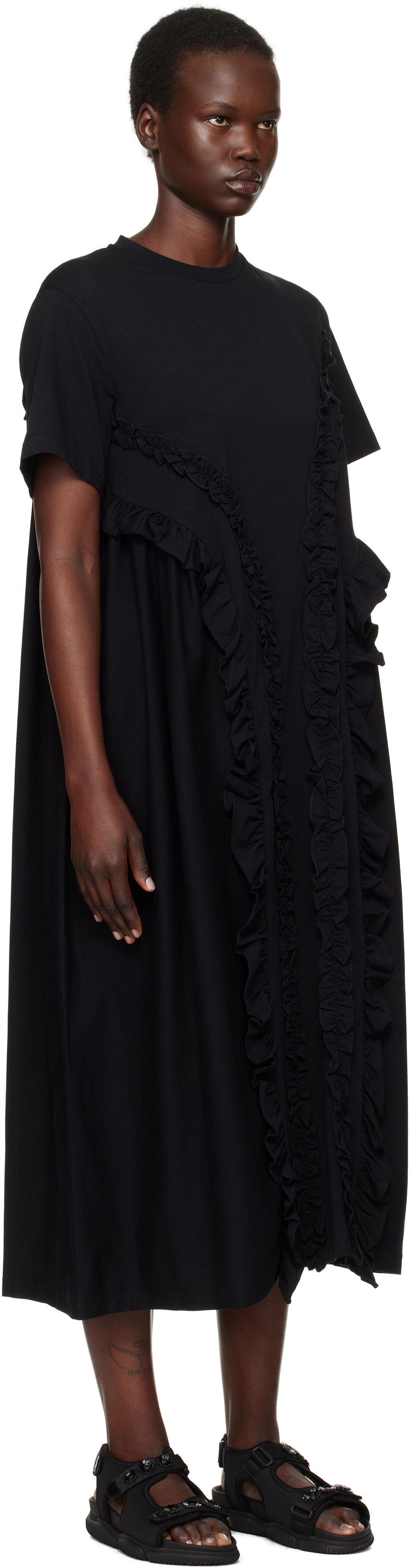 Šaty Cecilie Bahnsen Cecilie Bahnsen Alaine Ruffle Midi Dress Čierna | 4.24RTW10001 ALAINE DRESS, 1