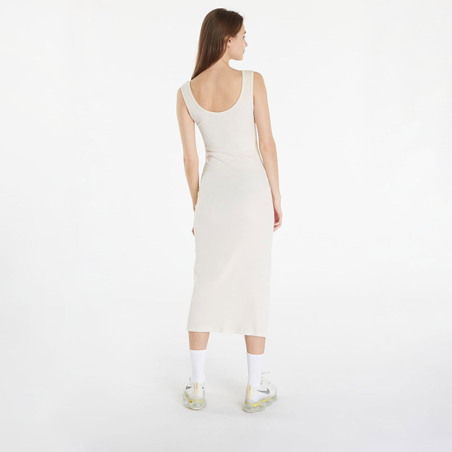 Šaty Urban Classics Dresses Ladies Rib Top Dress White Sand Biela | TB6190-02903, 1