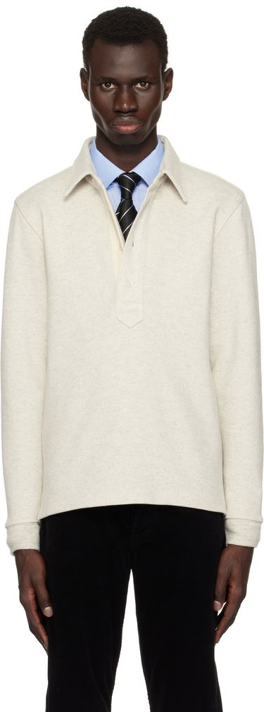 Sveter Tom Ford TOM FORD Cotton Blend Rugby Polo Béžová | JPL017-JMC049S25, 0