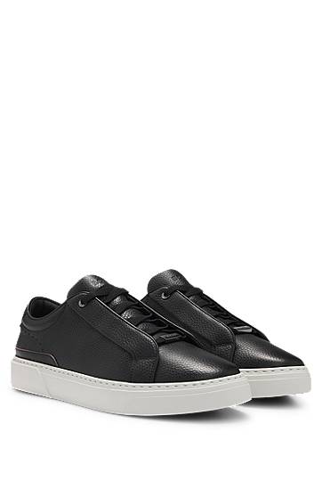 Oblečenie a doplnky BOSS Gary Grained Leather Trainers Čierna | 50545153