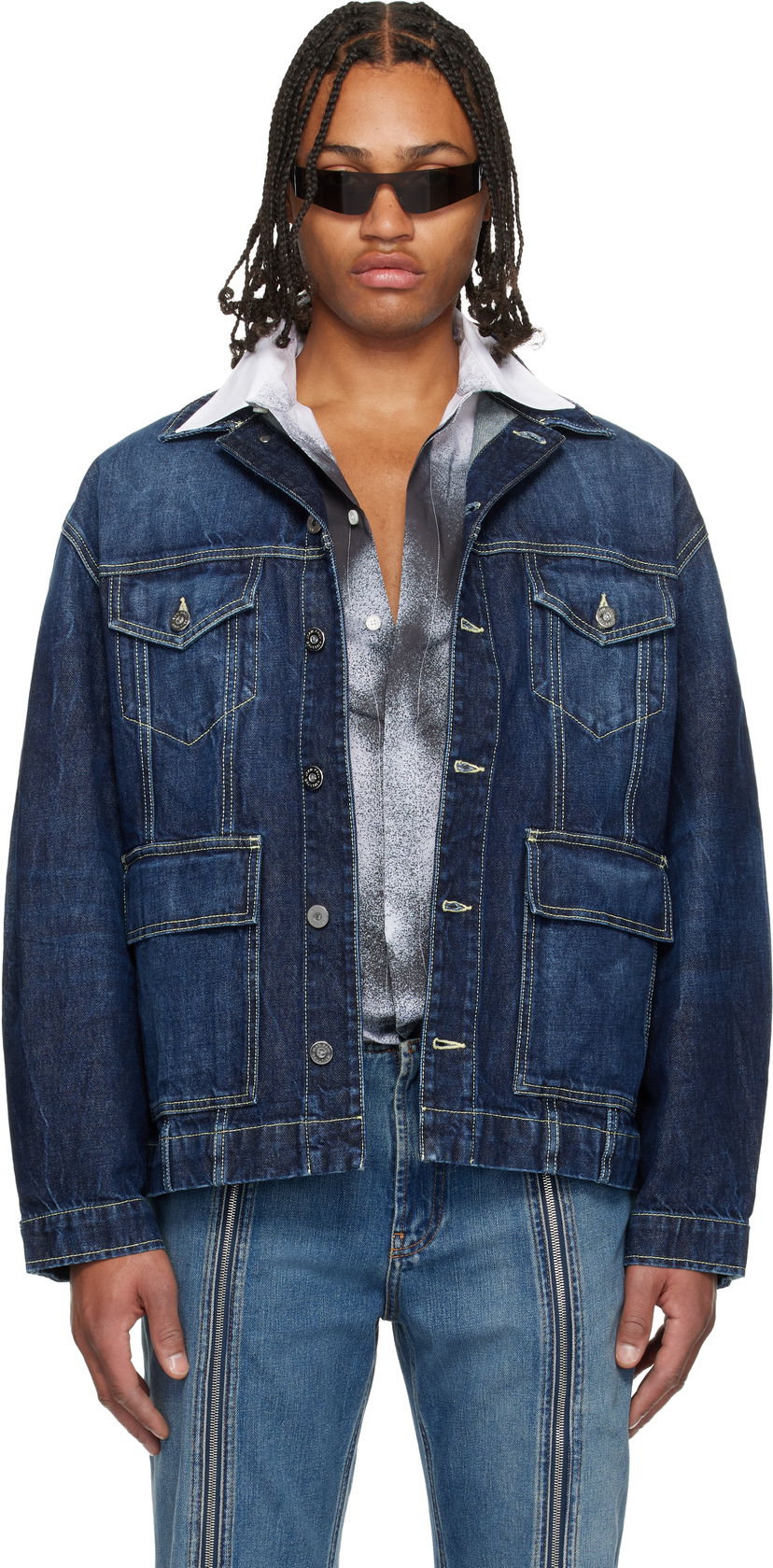 Bunda Jean Paul Gaultier Jean Paul Gaultier Cutout Denim Jacket Modrá | 25/04-U-JA018-D024-83