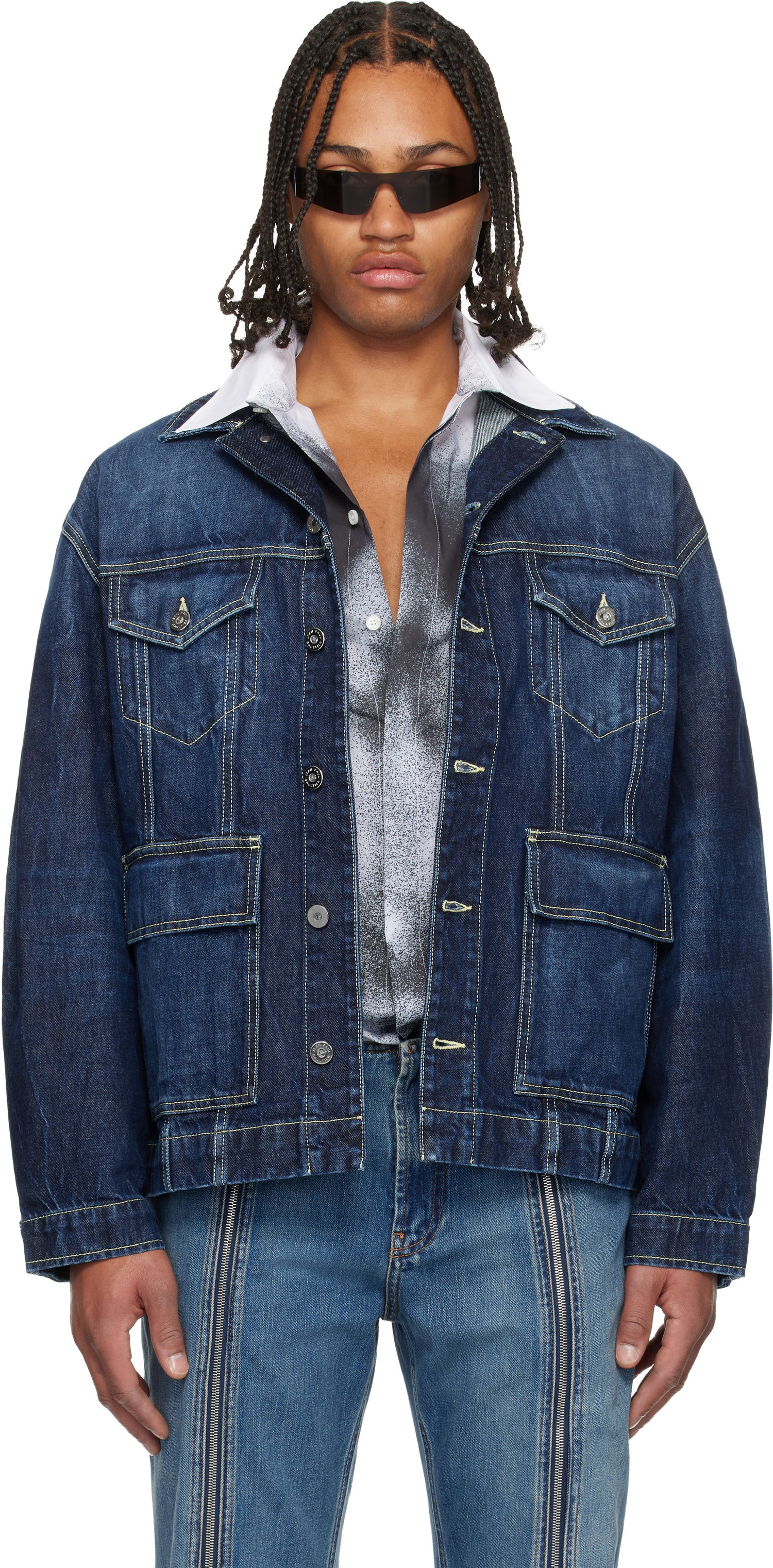 Bunda Jean Paul Gaultier Jean Paul Gaultier Cutout Denim Jacket Modrá | 25/04-U-JA018-D024-83, 0