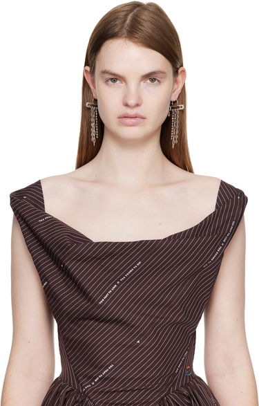 Náušnice Vivienne Westwood Vivienne Westwood Ginetta Safety Pin Orb Dangle Earrings Metalická | 6202017A-02P019-, 2