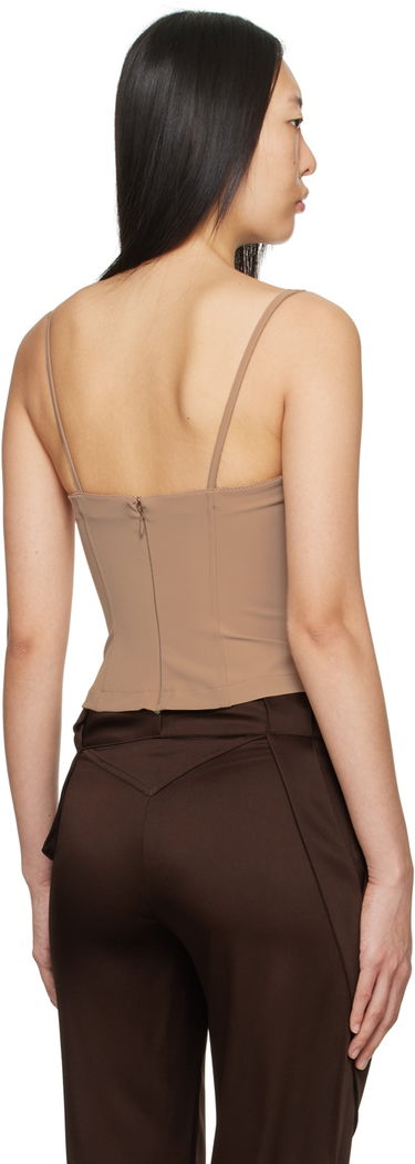 Tielko Blumarine Lace Tie-Front Tank Top Béžová | P422C261A, 2