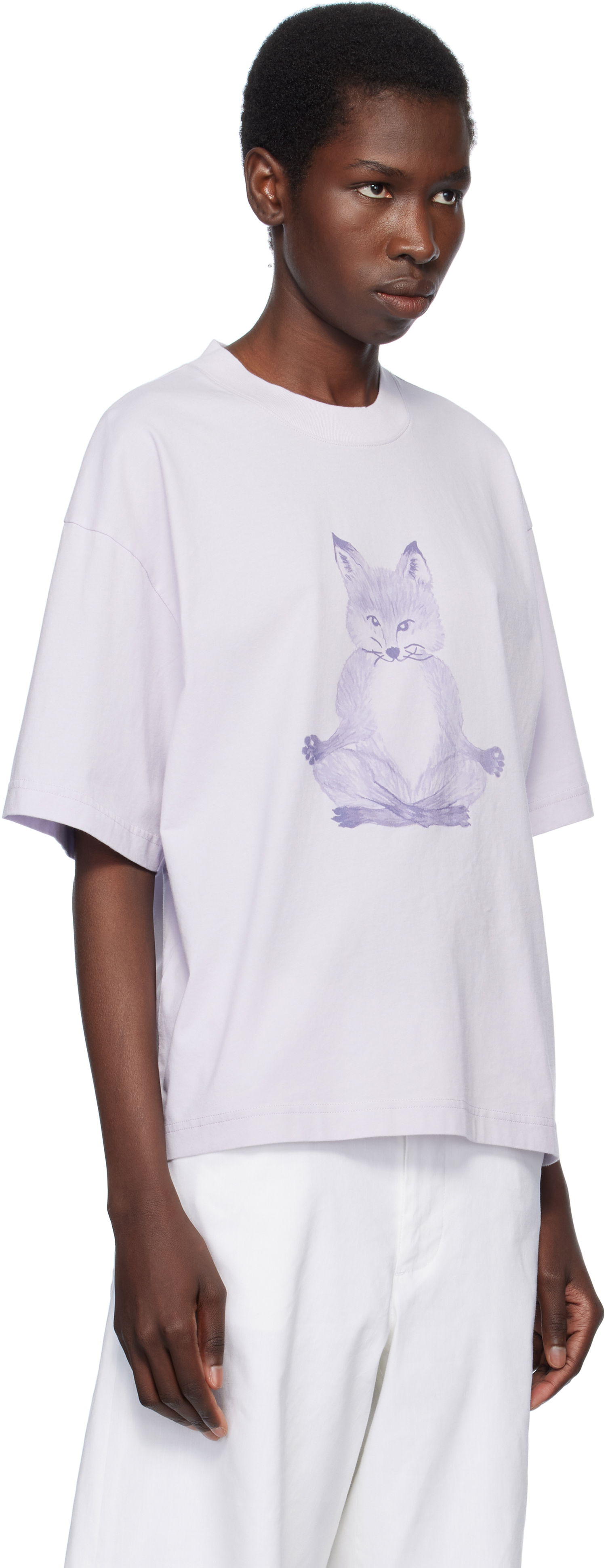 Tričko MAISON KITSUNÉ Maison Kitsuné Yoga Fox Boxy T-Shirt Fialová | OW00123KJ0008, 1