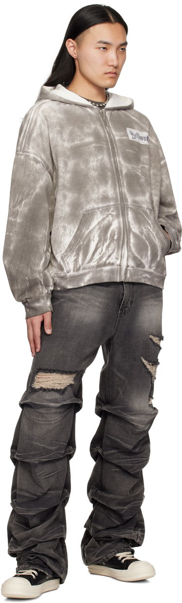 Mikina We11done We11done Muddy Zip-Up Hoodie Šedá | WD-TJ0-25-819-U-BK, 3