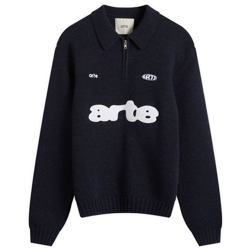 Sveter Arte Antwerp Arte Football Knit Polo Jumper Navy | AW25-256K-NVY