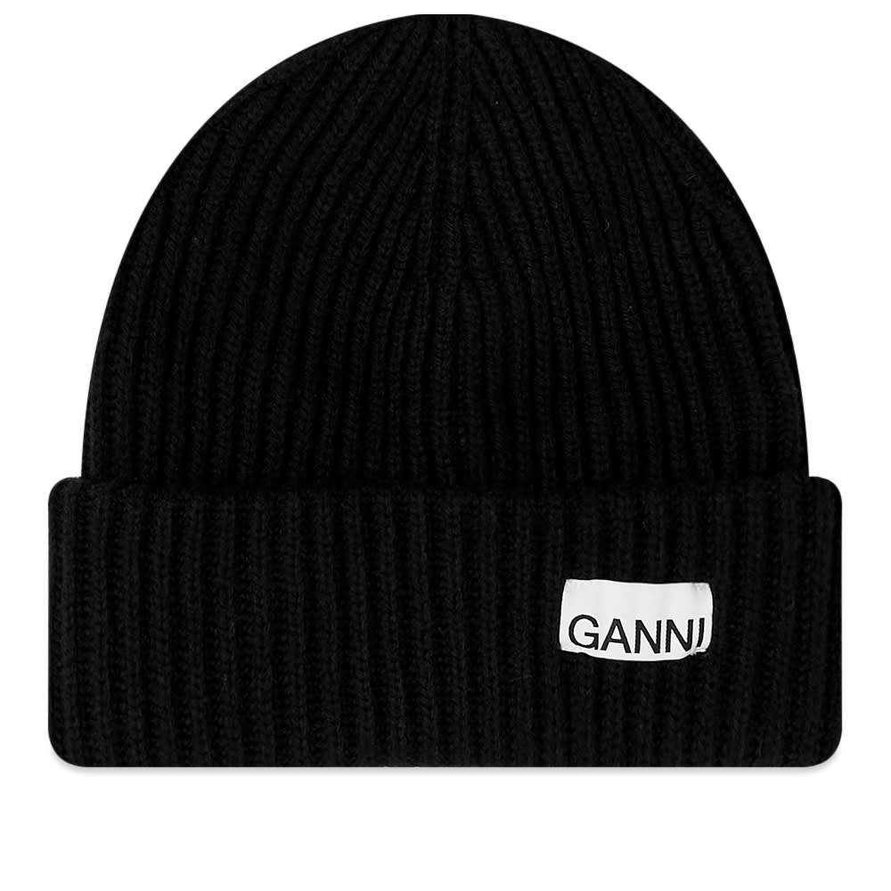 Kulicha GANNI Logo Structured Rib Beanie Čierna | A4429-099, 0