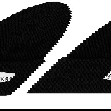 Kulicha GANNI Logo Structured Rib Beanie Čierna | A4429-099, 0