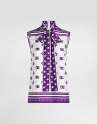 Dolce & Gabbana DG Logo Silk Twill Sleeveless Top