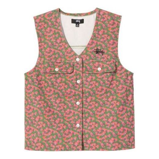 Vesta Stüssy Stussy Sycamore Canvas Flower Vest Zelené | 215153, 0
