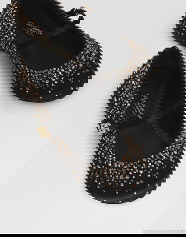 Tenisky a topánky Dolce & Gabbana Dolce & Gabbana Satin Ballet Flats With Rhinestones Čierna | D11274A572380999, 3