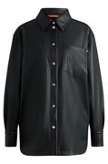 Faux Leather Overshirt with Patch Pockets