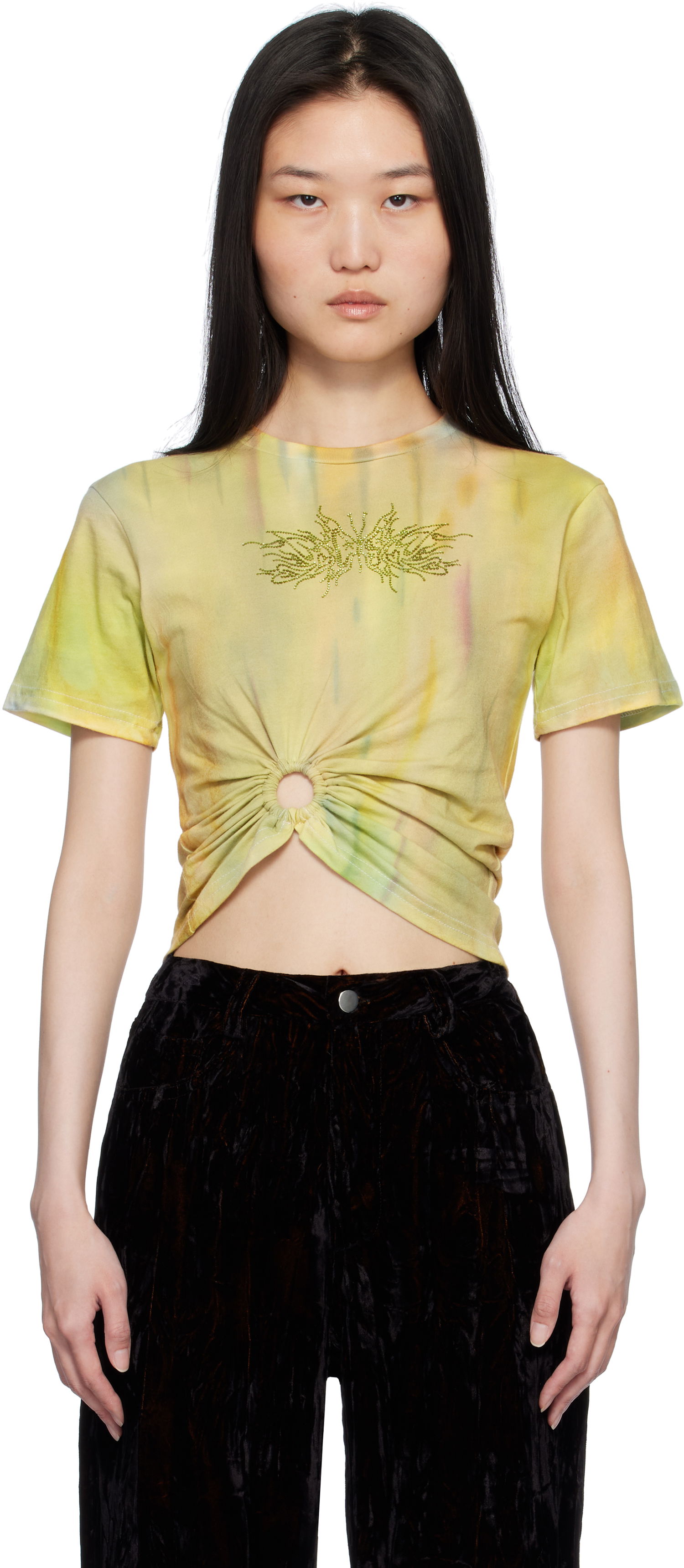 Crop Top Collina Strada Collina Strada Tie-Dye Ring Cropped T-Shirt Žltá | XX3380, 0