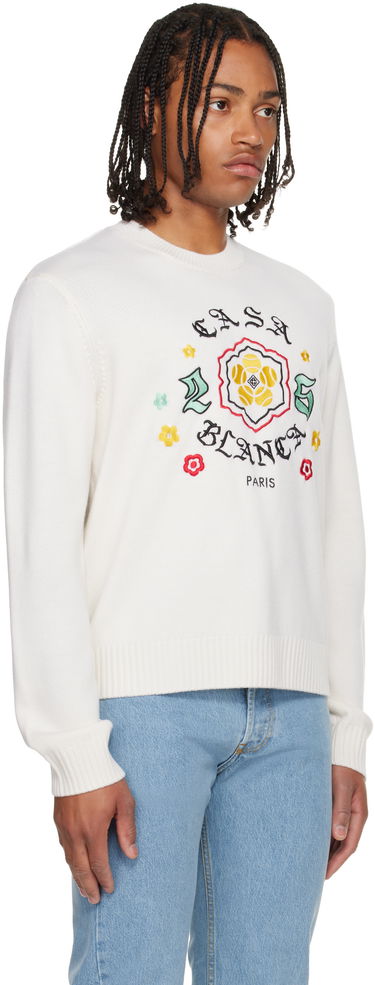 Sveter Casablanca Casablanca Emblem Merino Knit Crew Neck Sweater Biela | M-AW25-KW-1105-01, 1