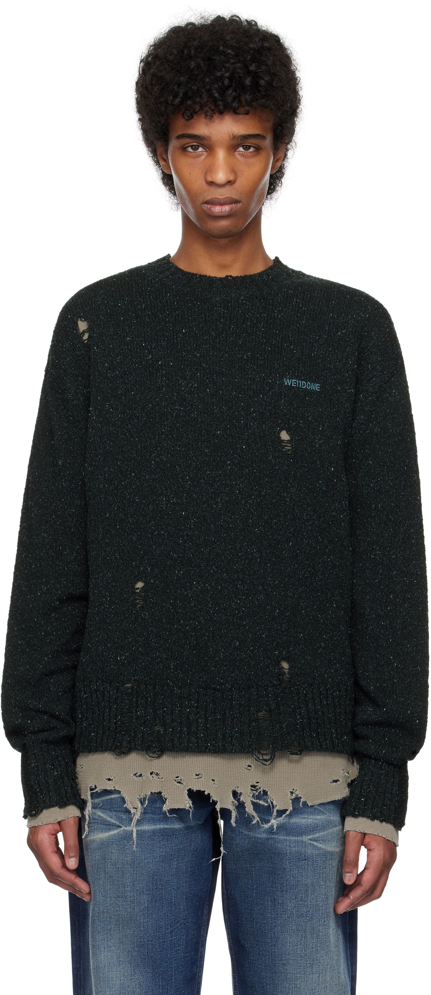 Sveter We11done We11done Grunge Knit Sweater Zelené | WD-KT0-25-621-U-NV, 0