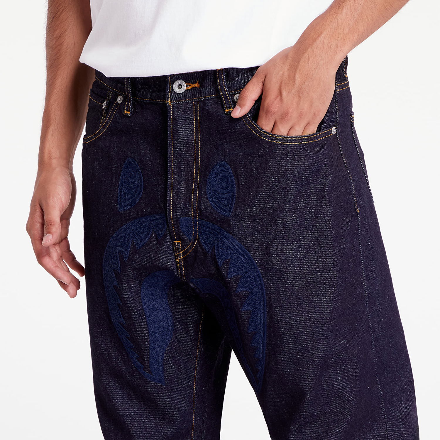 Džínsy BAPE A BATHING APE Shark 13 Oz Denim Pants Indigo Navy | 001DPK801004M ING, 1
