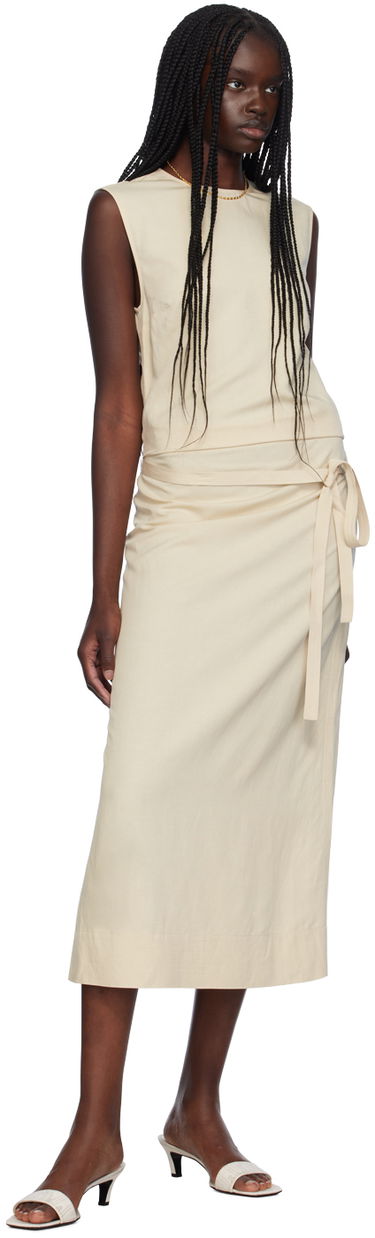 Šaty TOTEME TOTEME Fluid Tie-Waist Maxi Dress Béžová | 243-WRD0124-FB0193, 3