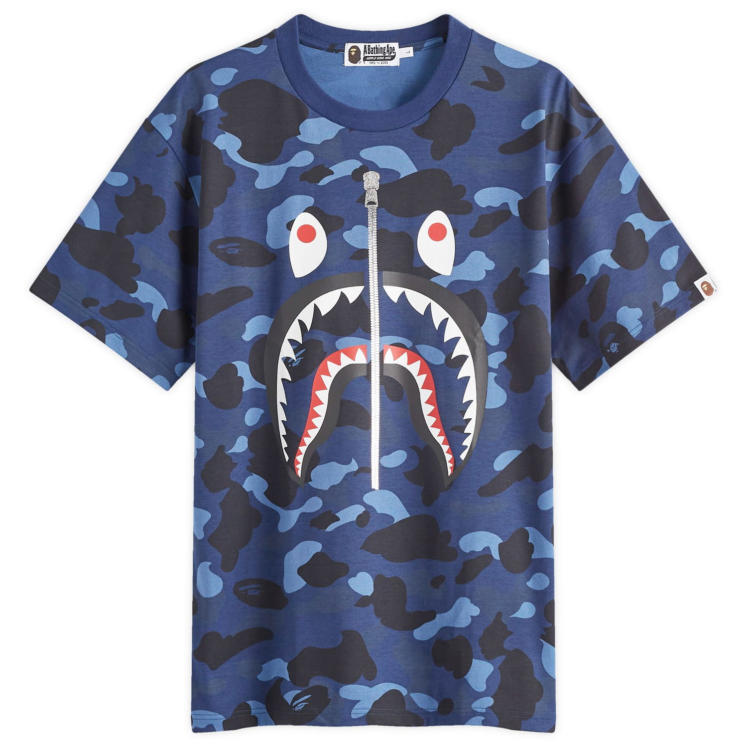 Tričko BAPE A Bathing Ape Camo Shark Graphic Tee Modrá | 001CSK801008M-NVY, 1