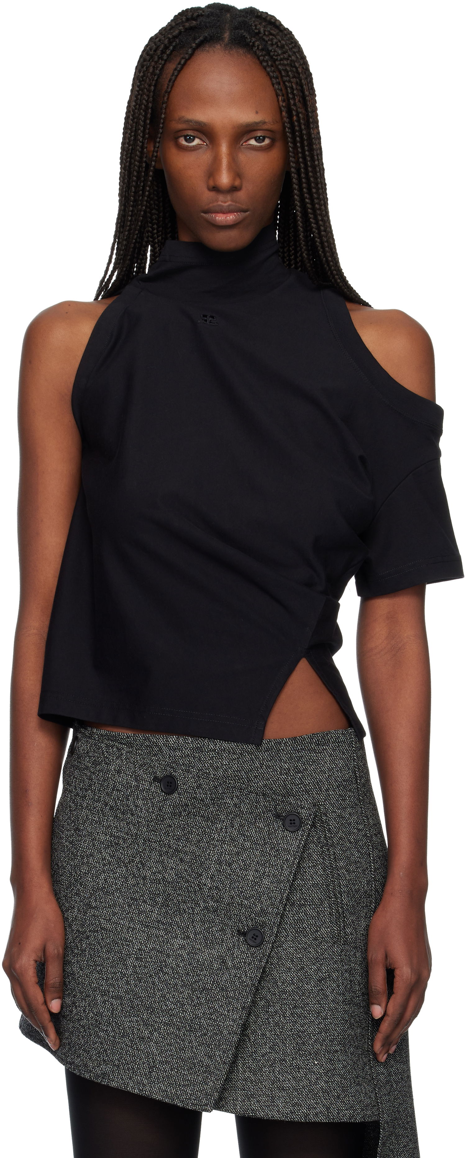 Tričko Courrèges Courrèges Twisted Jersey T-shirt Čierna | 425JTS231JS0233, 0