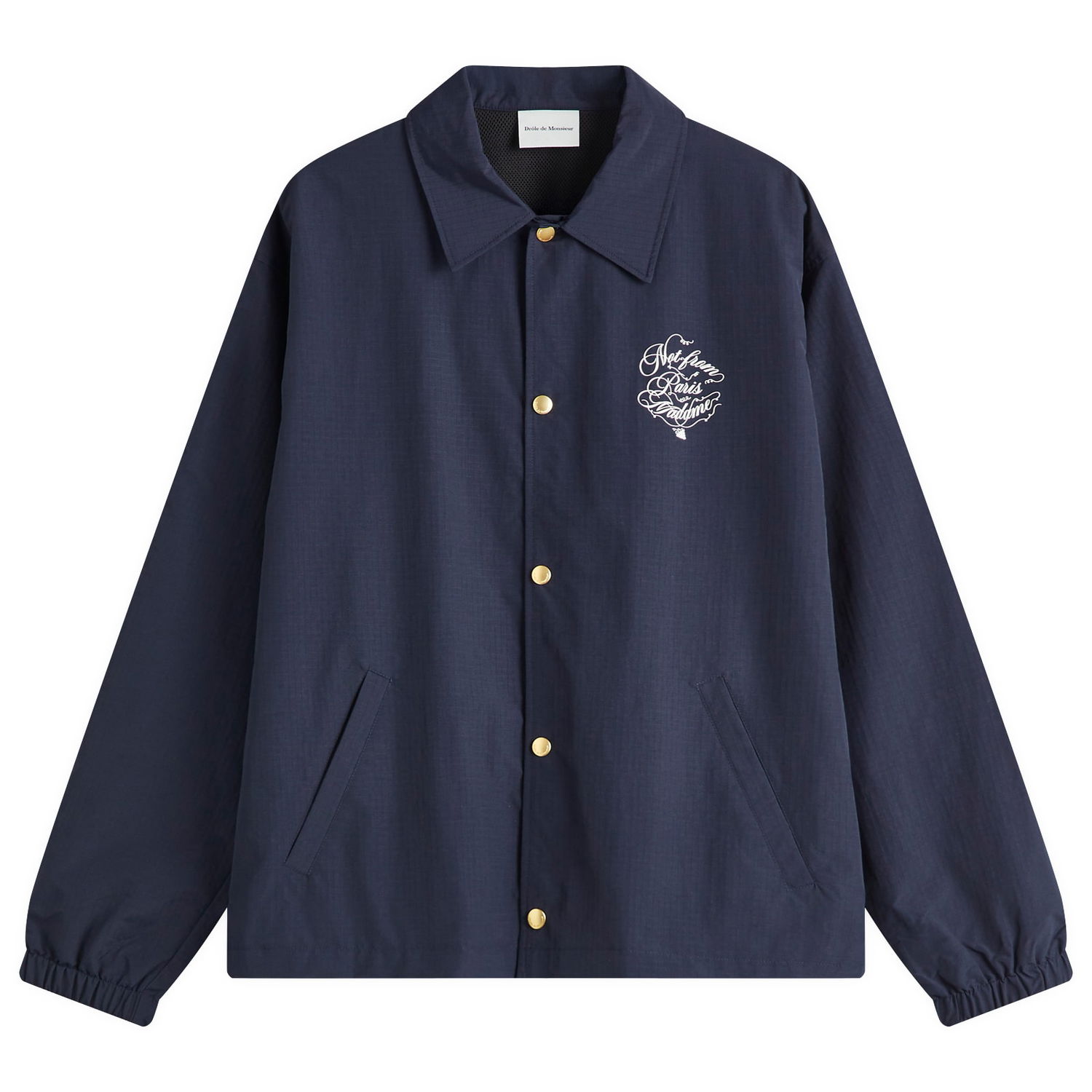 Vetrovka Drôle de Monsieur Drole de Monsieur Slogan Coach Jacket, Size M Navy | F-JT209-PA012-NY, 0