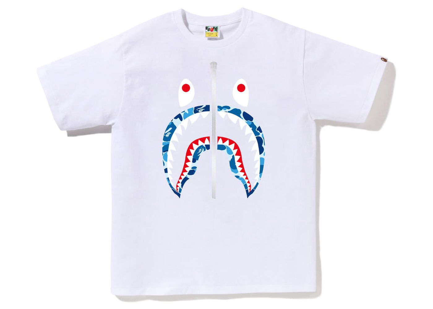 Tričko BAPE ABC Camo Shark Silver Zip Tee Biela | 1J30-110-007, 0