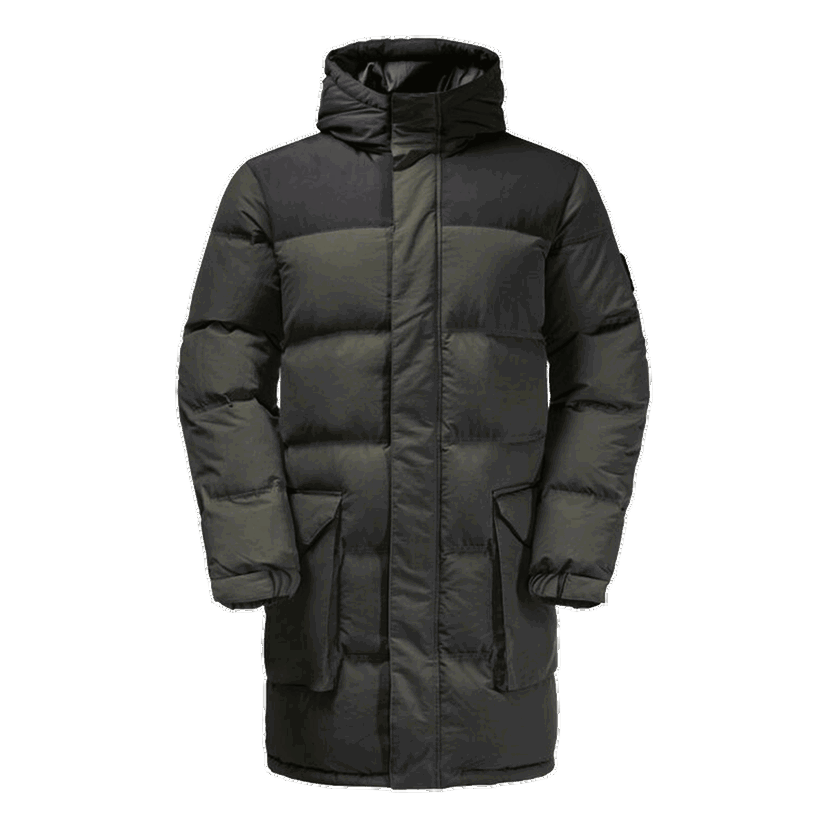 Prešívaná bunda Jack Wolfskin Long Hooded Puffer Jacket ALEX Zelené | 1207251-4018
