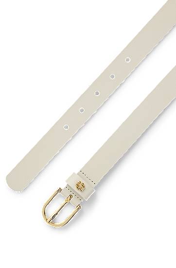 Opasok BOSS Leather Belt with Monogram Charm Béžová | 50536991, 1