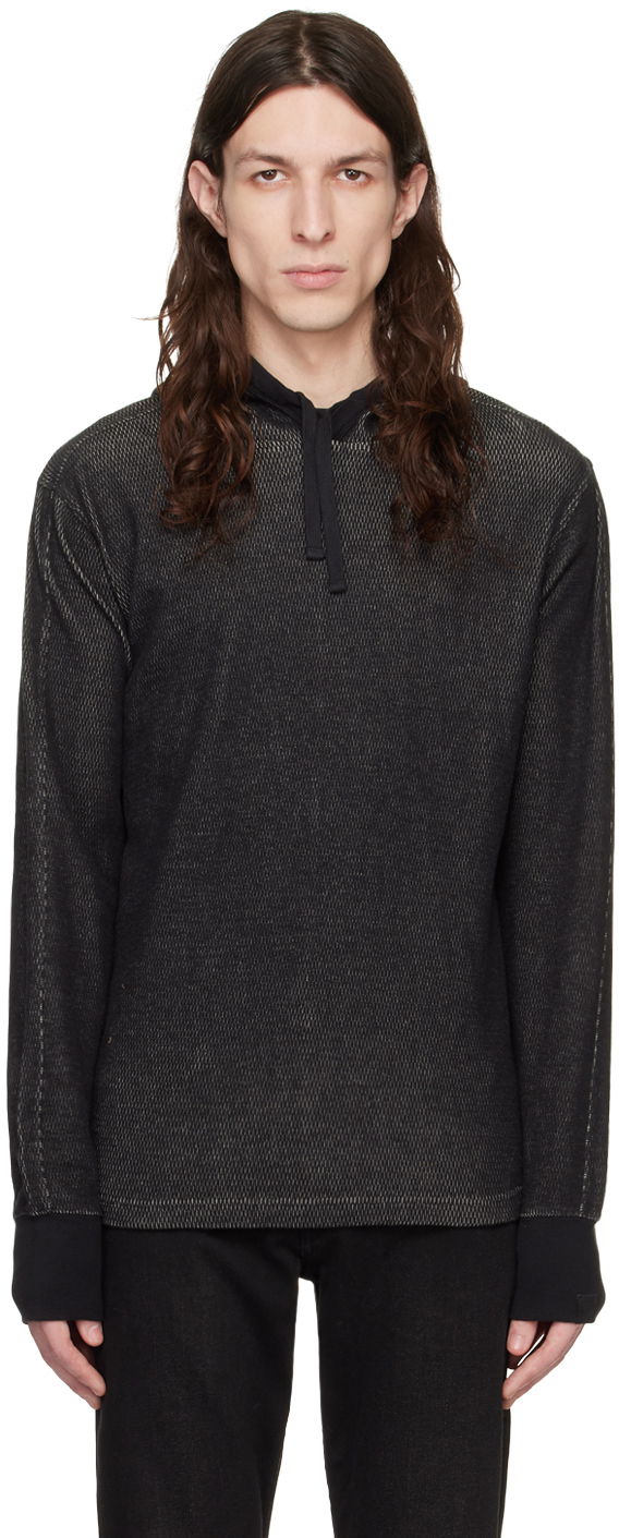 Mikina rag & bone Collin Textured Knit Hoodie Čierna | MBC22HT024JQ24, 0