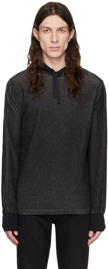 Mikina rag & bone Collin Textured Knit Hoodie Čierna | MBC22HT024JQ24, 0