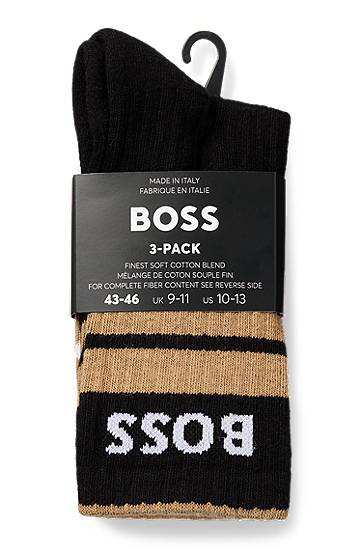 Ponožky BOSS Three-Pack of Short Striped Socks with Logos Rôznofarebný | 50515143, 1
