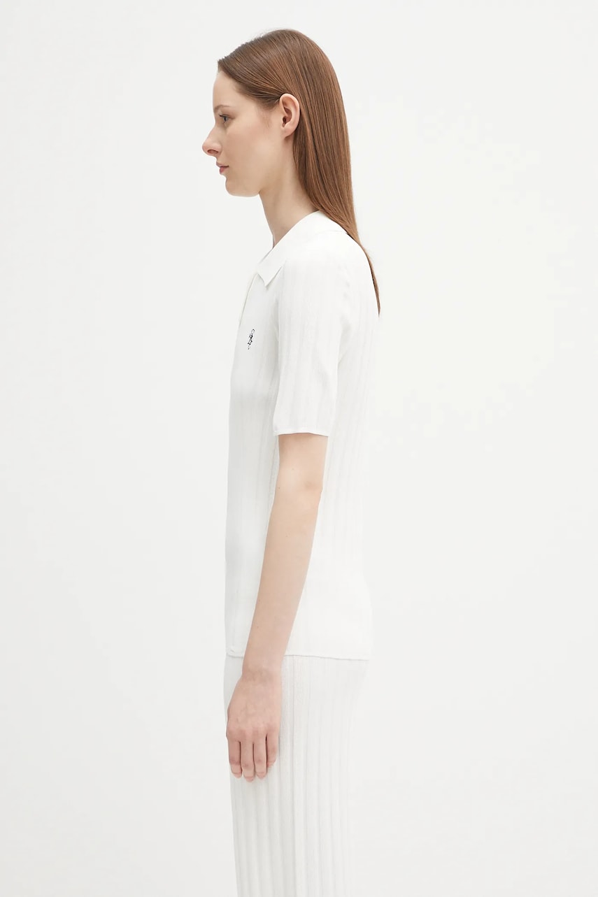 Polo tričko Sporty & Rich Sporty & Rich Src Ribbed Polo Shirt Biela | WS069620305WH37, 1