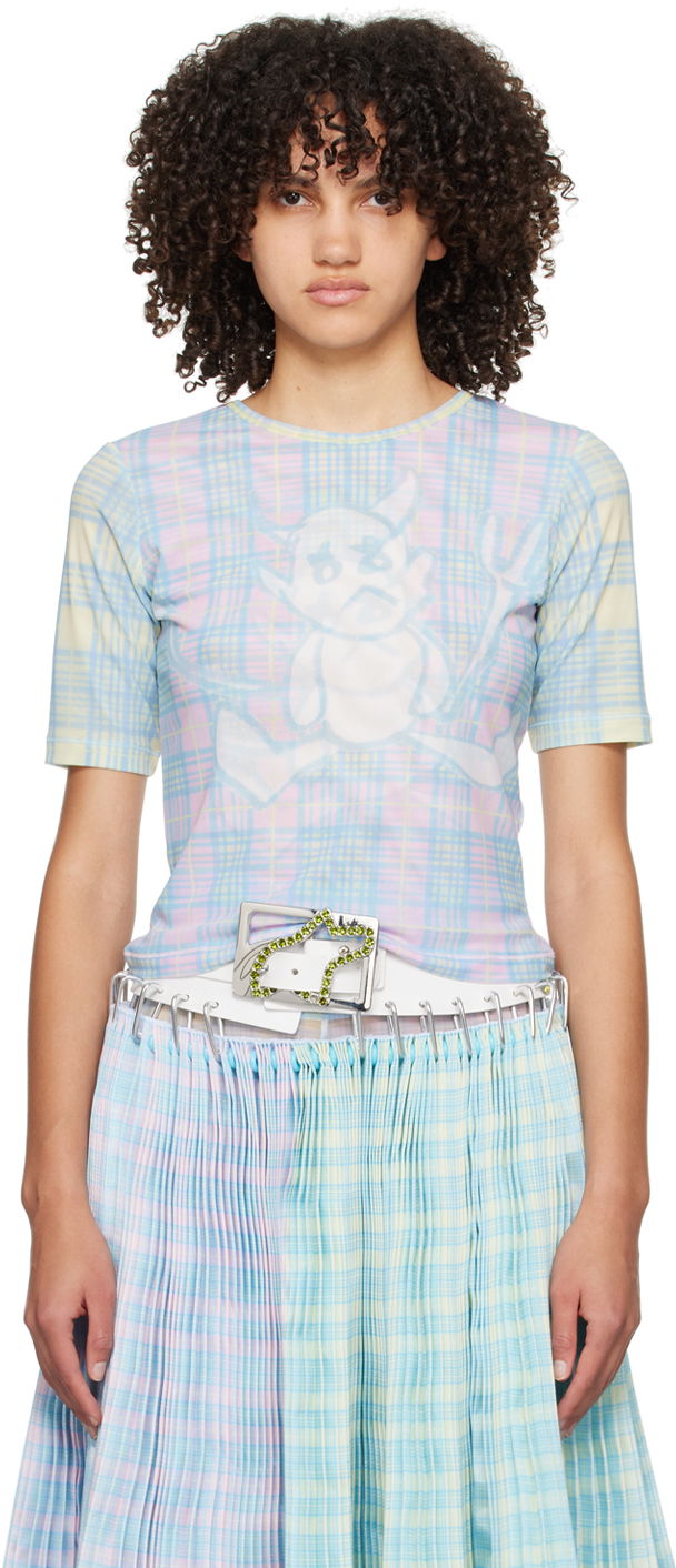 Chopova Lowena Devil Print Plaid T-Shirt