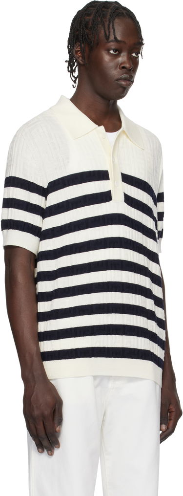 Polo tričko Balmain Striped Knit Polo Shirt Biela | EH1GB066KI01, 1