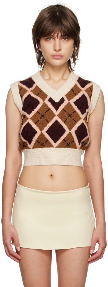 Vesta GUIZIO Guizio Cardiff Argyle Knit Vest Hnedá | DGS21K904B_BRN, 0