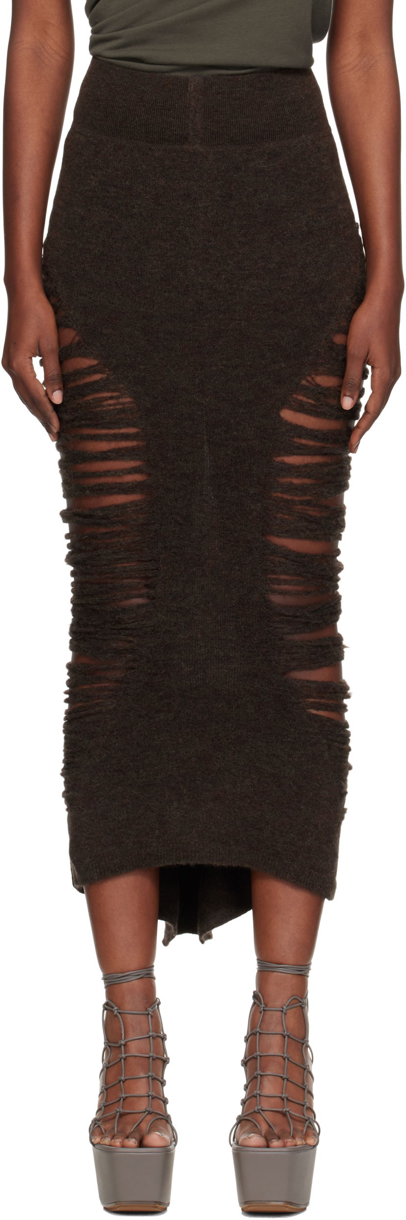 Sukňa Rick Owens Rick Owens Calf Dauphine Midi Skirt Hnedá | RP02E4685 KGRIDP