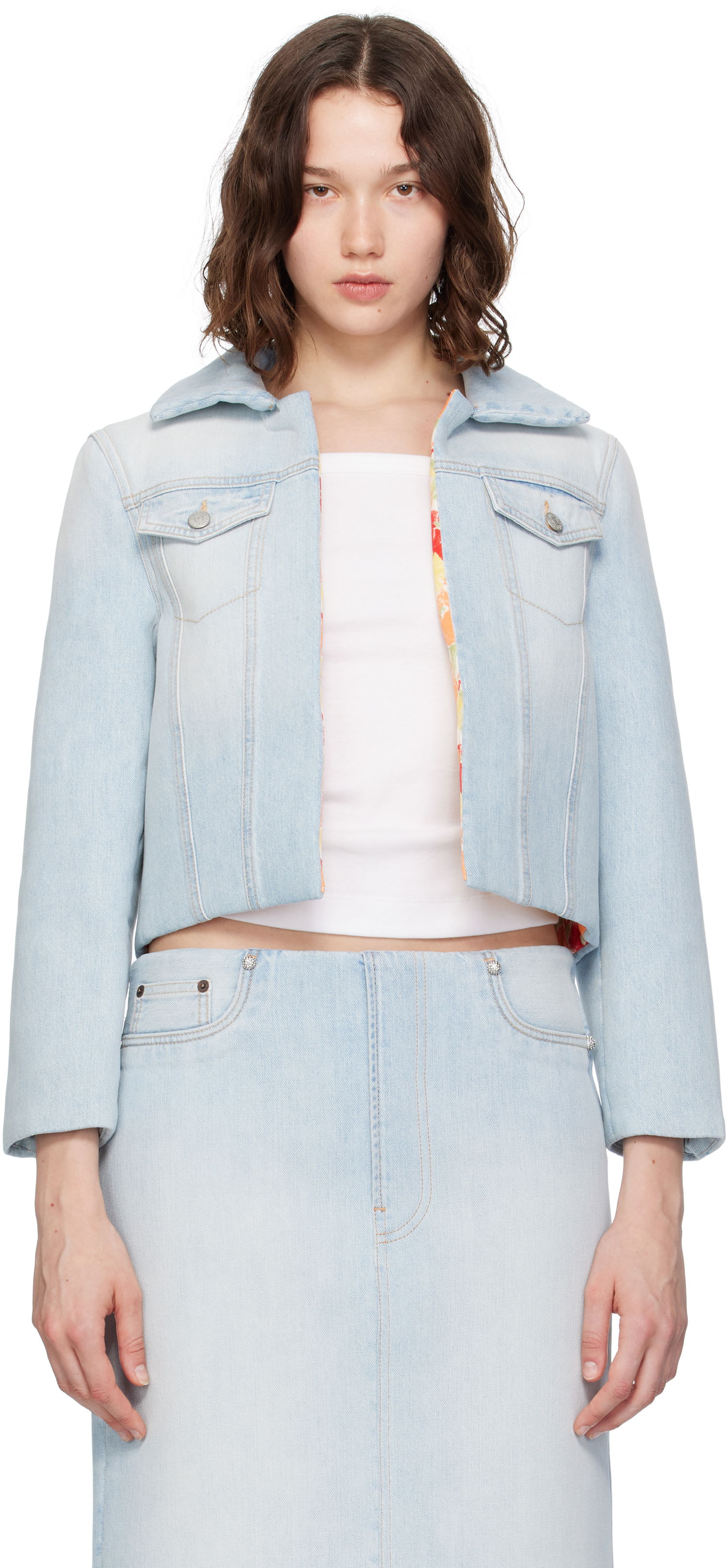Bunda Acne Studios Acne Studios Padded Cropped Denim Jacket Modrá | A90642-, 0