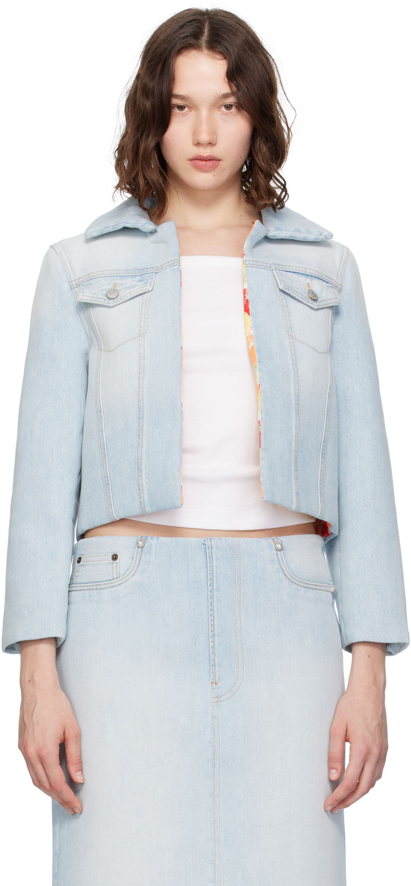 Bunda Acne Studios Acne Studios Padded Cropped Denim Jacket Modrá | A90642-