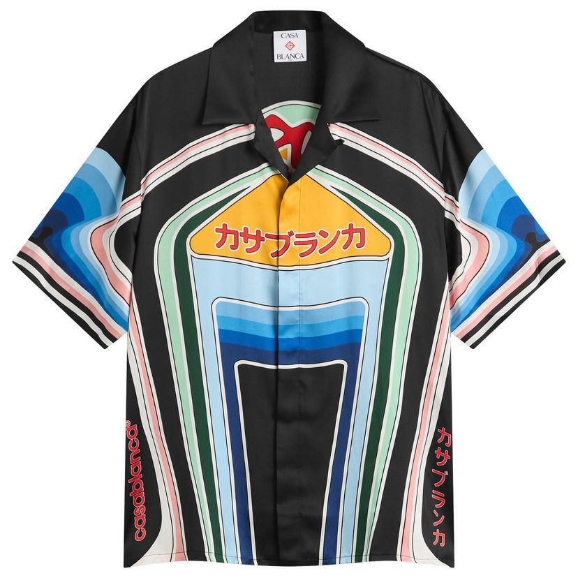 Košeľa Casablanca Casablanca Graphic Short Sleeve Shirt, Size Large Čierna | MPF25-SH-003-06