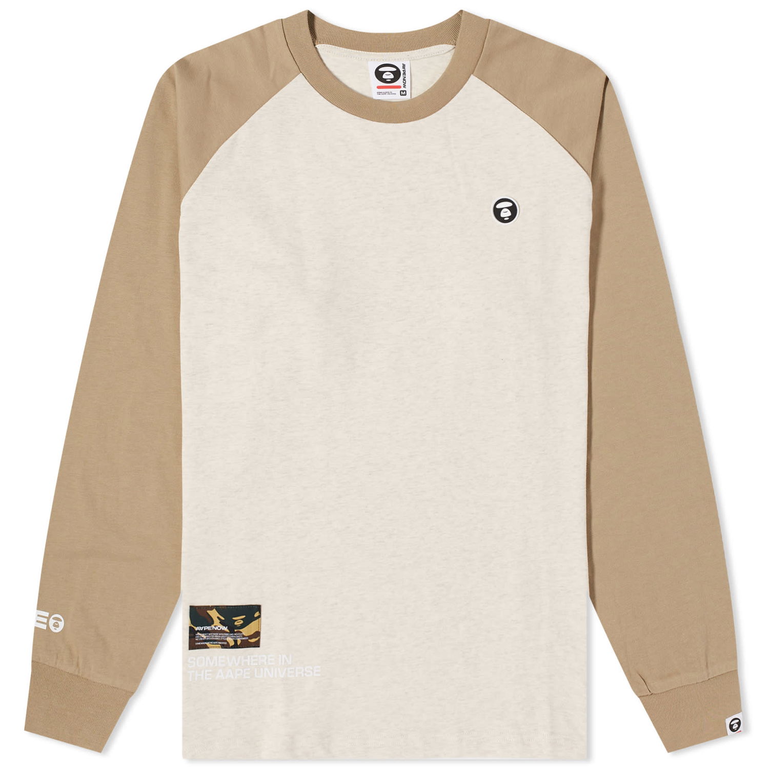 Tričko AAPE by A Bathing Ape AAPE Now Long Sleeve T-Shirt Béžová | AAPLTM1019XXL-BGD, 1