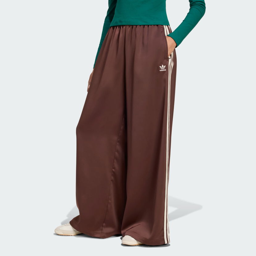 Nohavice adidas Performance Adicolor Satin Wide Leg Pants Hnedá | KD2541